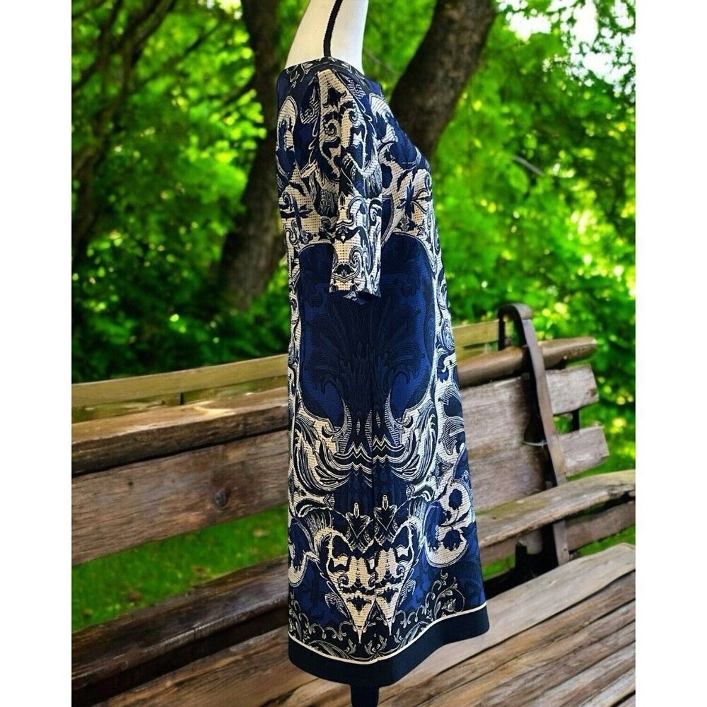J Taylor Womens Paisley Sheath Dress Size 10 Blue White Print Zipper - Picture 13 of 16